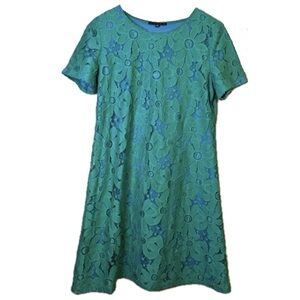 Tiana B floral eyelet dress | 10 | blue and green